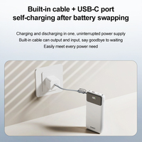 Batterie externe remplaçable 1260110, chargeur portable 10000mAh, 22.5W, câbles intégrés, écran LED, lumières d'urgence, Powerbanks