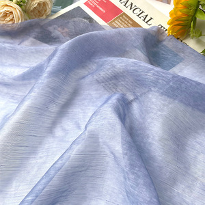 Translúcido azul cielo para Tencel ramio tela de lino gasa falda traje antiguo vestido para niños encaje tejido hogar textil uso - Product Image 4