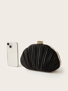 Pochette de soirée plissée pour femme, sac à main rigide, pochette de mariée, sac bandoulière pour tenue de soirée avec chaîne amovible - Product Image 2