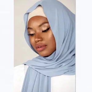 Cachecol de chiffon coreano islâmico hijab de seda hijab de musselina e mousse de seda FRC 2024