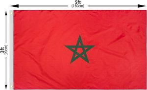 Asta de aluminio impermeable de 3X5ft, <span class=keywords><strong>bandera</strong></span> marroquí de poliéster impresa, <span class=keywords><strong>Bandera</strong></span> de Marruecos de 90x150 cm - Product Image 3