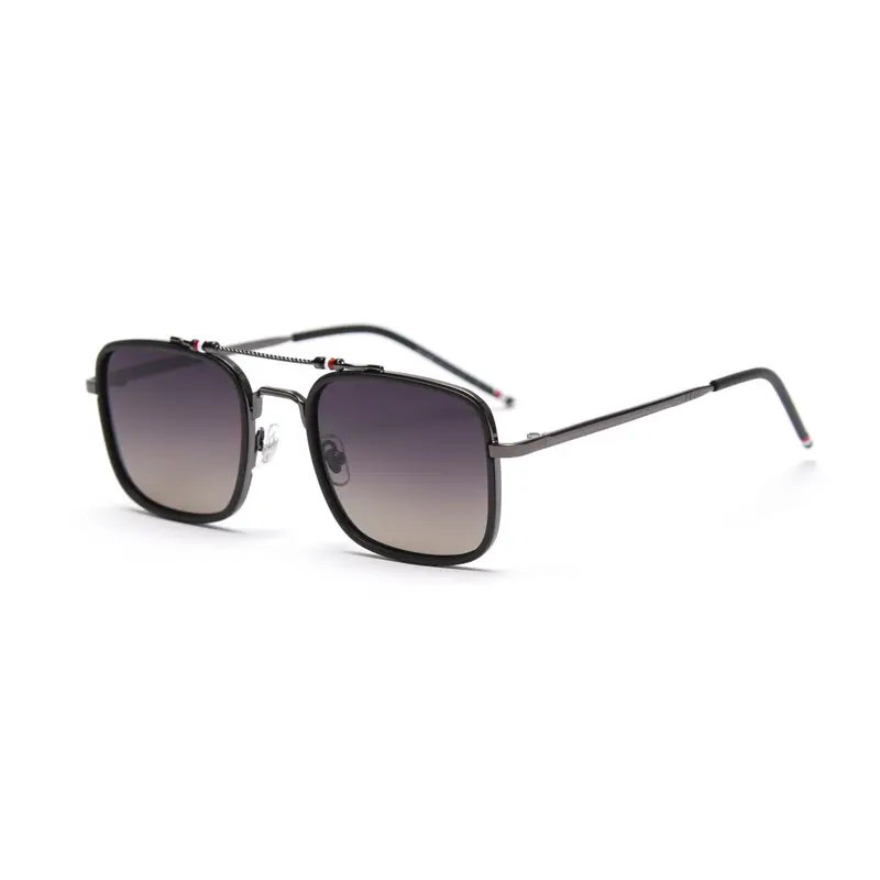 Vintage double bridge Shades retro classic color lens sunglasses Square trendy female black bulk