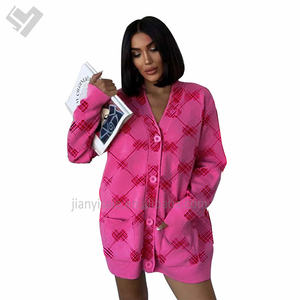 خريف وشتاء فاخر طباعة أكمام طويلة ملابس نسائية فضفاضة كاجوال مصمم زر أعلى معطف طويل - Product Image 5