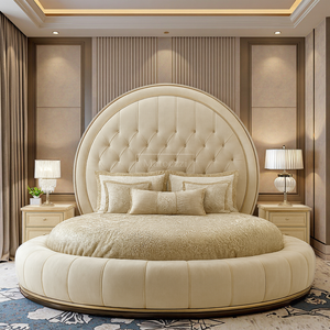 <span class=keywords><strong>Letto</strong></span> Rotondo di Lusso Imbottito con Testiera Trapuntata in Tessuto, Arredamento Moderno per Camera da <span class=keywords><strong>Letto</strong></span> King Size, Elegante <span class=keywords><strong>Letto</strong></span> Morbido Imbottito per Villa e <span class=keywords><strong>Hotel</strong></span> - Product Image 6
