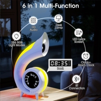 Speaker meja Mini multifungsi 6 dalam 1, Speaker pintar nirkabel portabel, Speaker lampu kilat LED True Wireless Stereo Retro