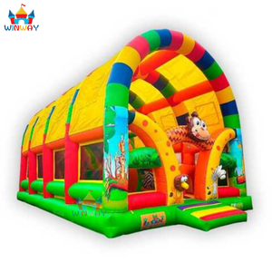 Nouveau design de parcours d'obstacles gonflable semi-fermé pour adultes, jeux de plein air, sauteurs, matériau PVC, installation facile, 10X5X5M - Product Image 6