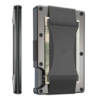Dompet RFID Pria Minimalis Aluminium, Dompet Logam dengan Klip Baja Tahan Karat, Dapat Diukir Sesuai Pesanan