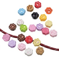 Perles en acrylique 20*18*10mm, motifs patte d'ours, chat, empreinte de pied de chiot, à grand trou, pour la fabrication de bijoux, bracelets européens et cadeaux