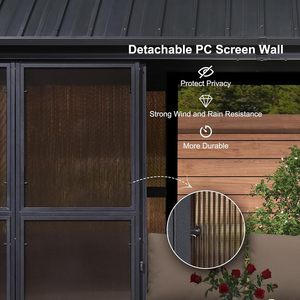 Gazebo Rectangular PURPLE LEAF <span class=keywords><strong>de</strong></span> 12' x 14' con Techo Doble, Ventanas Desmontables, Techo Rígido para Patio, Solárium <span class=keywords><strong>de</strong></span> HDPE para Exteriores - Product Image 4