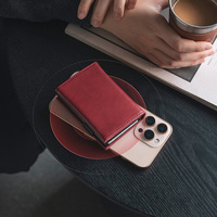 Dompet Pop Up RFID Kulit dengan Penutup Aluminium, Tempat Kartu Kredit, Dompet Kartu Bisnis, Logo Custom, Warna Baru