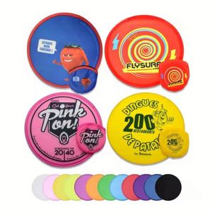 Custom Printed Soft Pet Flying Disc Round Nylon Hand Folding Fan With Pouch Branded Promo - Product Image 3