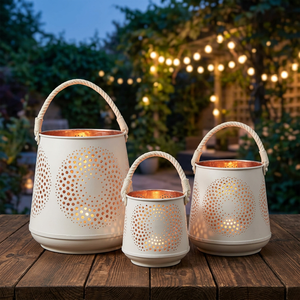 Sonnet Decor – Ensemble de 3 bougeoirs cylindriques en fer, faits à la main, impression numérique 1 couleur, résistants à la chaleur, pour la décoration intérieure, modèle 2113 - Product Image 1