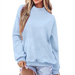 Custom Logo Oversized <b>Long</b> Sleeve Blank Mock Neck <b>Sweatshirt</b> <b>For</b> <b>Women</b> Fleece Fabric Casual Wear Windproof Quick Dry Breathable - Product Image 1