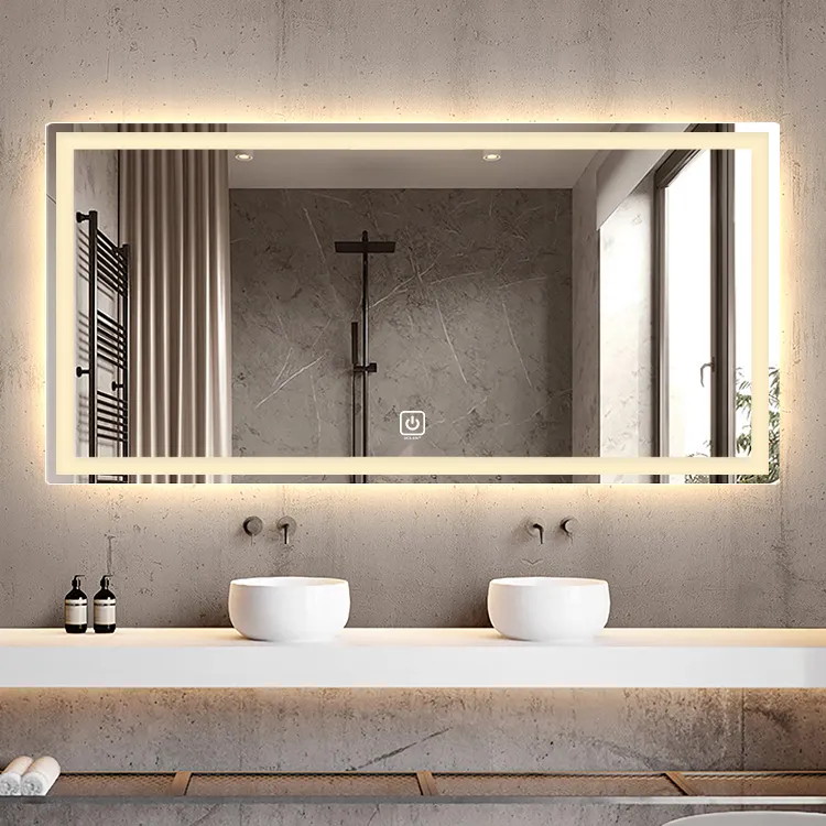 Miroir mural en verre, wi-fi, magique, écran tactile, variateur, lumières de bain, miroir de salle de bain Led intelligent