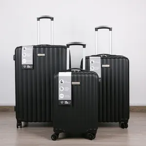 Oem/ODM High quality classical black 3pcs 18"/24"/28" large space travel style luggage bag sets for short long term journey
