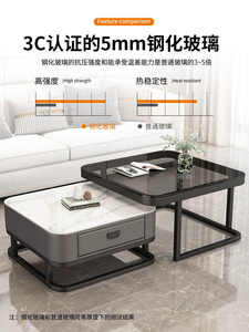 方形客厅，小户型，简约现代，石板，轻豪华，玻璃茶几 - Product Image 3