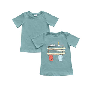Conjunto de Ropa de Verano para Bebé Niño, Diseño Personalizado BSSO2000, Estampado de Cachorro en Camuflaje Azul, Venta al Por Mayor, Manga Corta - Product Image 6