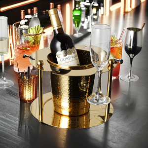 HYX HYX-77 Plateau de présentation moderne et rafraîchissant pour verres à vin et glaçons, en acier inoxydable 304 de luxe léger, pour décoration de restaurant - Product Image 2