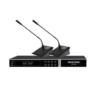 Sistema de Micrófono Inalámbrico Dual de 1200 MHz con Auriculares Lavalier de Cuello de Cisne y Micrófono de Escritorio para Conferencias - Product Image 5