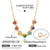 Collar con Colgante de Corazón Multicolor, Cadena de Eslabones Ajustable de Acero Inoxidable, Collar con Colgante de Piedras Preciosas de Circonia Cúbica de Primera Calidad para Mujer y Joyería