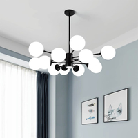 Lampu Gantung Modern Farmhouse Sputnik Logam Emas LED Model Cabang, Tinggi Dapat Disesuaikan, Gaya Klasik Vintage Abad Pertengahan