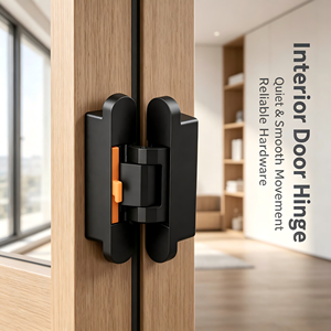 Charnière de porte dissimulée moderne en alliage de zinc noir mat, réglable en 3D, à fermeture automatique et amortie - Product Image 3