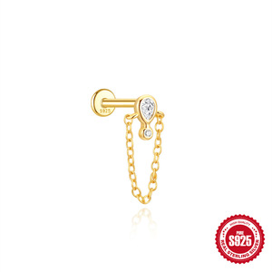 YW 925 Sterling Silver CZ <span class=keywords><strong>Piercing</strong></span> Tragus Helix Daith lobo piatto retro orecchini interno filo Labret - Product Image 5