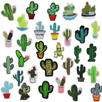 Patchs brodés sur ordinateur motif cactus, autocollants brodés légers à coudre pour vêtements et sacs DIY