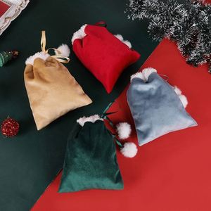 Pochette de Noël en velours en gros, sac d'emballage cadeau en feutre avec poignée longue, pour bijoux et bonbons, idéal pour la veille de Noël - Product Image 2