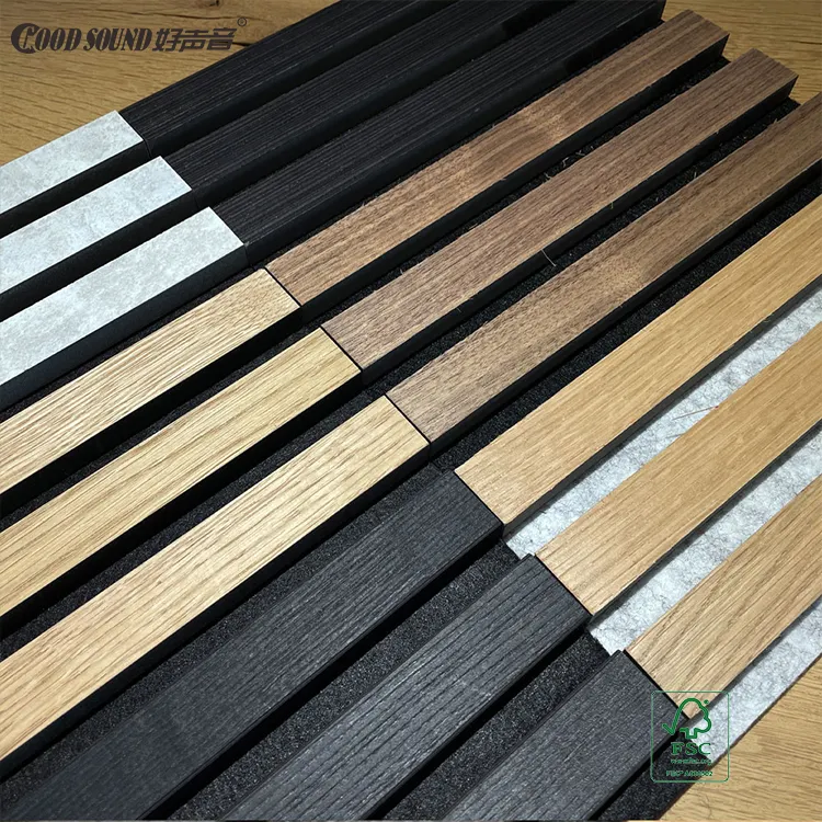 Goodsound Ceiling And Wall Akupanel Slatted Pet Wooden Composite Eco-friendly Wood Slat Acoustic Panels For Office