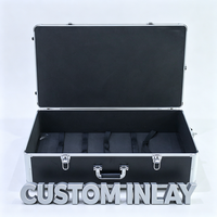 Valise trolley en aluminium noir avec poignée télescopique, roulettes et sangles auto-agrippantes, valise roulante en aluminium avec EVA