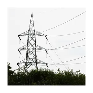 Torre de acero de ángulo de línea de transmisión de 500kv Torre de telecomunicaciones de energía eléctrica con accesorio de tubería