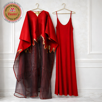 Ensemble de 2 pièces du Moyen-Orient, robe africaine en brocart Boubou Dashiki avec doublure douce, robe de mariée rouge nigériane pour femmes, robe de mariée luxueuse