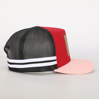 Casquette de camionneur à 5 panneaux avec logo personnalisé, rayures brodées, patch en cuir tissé tendance pour les sports de plein air, broderie 3D