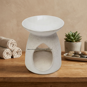 Diffuseur d'arômes en céramique blanche moderne de haute qualité, multi-tailles, lampe aromatique, brûleur d'huiles essentielles pour bougies chauffe-plat, toutes saisons - Product Image 3