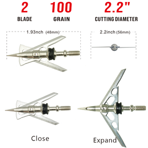 Giá rẻ 2.2 inch Cắt Cơn Thịnh Nộ bowhunting dưới da nỏ cơ khí mở rộng broadhead 100gr - Product Image 2