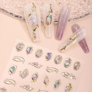 5D sirène conception ongles décalcomanies Relief pierres précieuses Style or bord Patch papillon Nail Art autocollant - Product Image 2