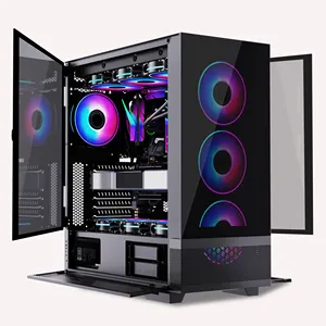 Xyzcase armário de pc, armário de pc, dois de vidro temperado, gaming, atx, torre completa, gamer, computador, caso rgb, ventilação, casos de computador