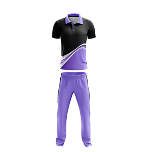 <b>Men</b> Diagonal Wave Graphic Cricket Uniform <b>Short</b> Sleeve Polo Jersey <b>Trousers</b> Set Sublimated Team Sportswear - Product Image 4