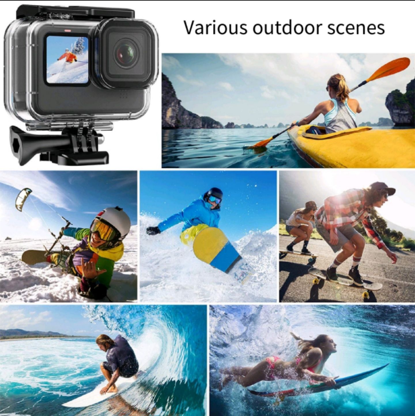 Hongdak 38 in 1 Action & Sports for GoPro Accessories Kit 13 Waterproof Case Triple Charging Charger Package Set