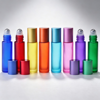 Flacon en verre cylindrique de 10 ml, flacon en verre pour huile essentielle, petit flacon, flacon à bille pour parfum