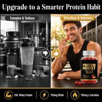 Gummies de protéines de lactosérum à marque privée, sans sucre, supplément de récupération musculaire, saveur fraise, OEM