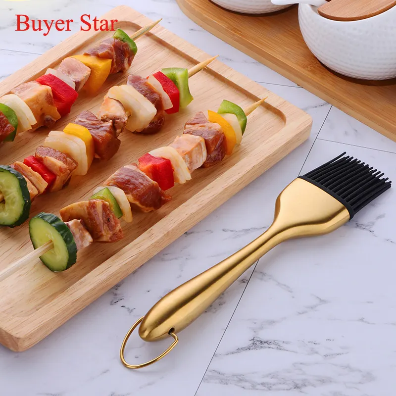 High quality stainless steel handle grill silicone cooking oil brush for BBQ Grill Barbecue Baking Kitchen