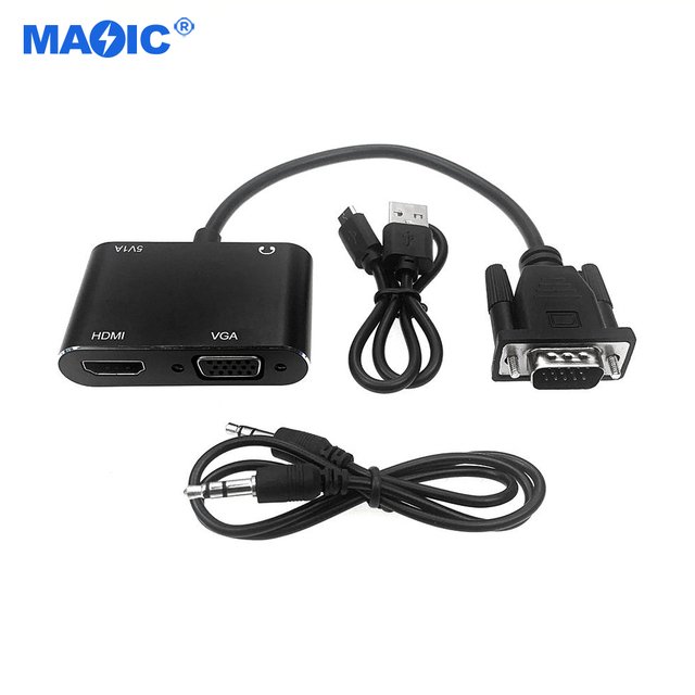 Cables Commonly Used Accessories Aluminum 1080p VGA to HDMI VGA Adapter VGA to HDMI Converter with 3.5mm Audio USB Power Port