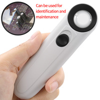Loupe de Bijoutier Portative 40X21mm avec Mini LED, Lentille Acrylique, 2 Lumières LED, Protection des Yeux, Blanche, pour Bijoux et Montres
