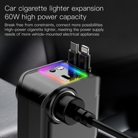 Chargeur de voiture rapide 120W avec câbles intégrés Type-C et Lightning, éclairage RGB, affichage numérique, prise allume-cigare pour iPhone Android
