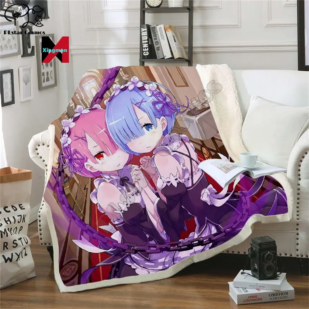 Cobertor de lã Plstar Cosmos Rem Anime 3D sexy estampado completo para adultos/crianças, outros cobertores