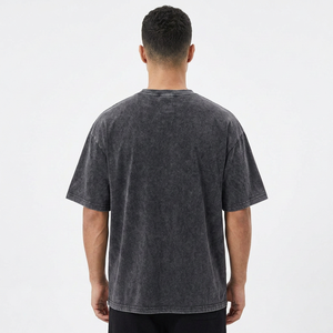 Camiseta de Algodón Lavado Oversize para Hombre, Color Sólido, Cuello Redondo, Manga Corta, Estilo Casual, Tejido Jersey - Product Image 2