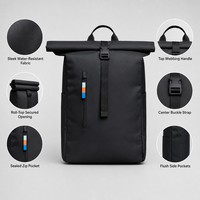 Sac à dos imperméable à enroulement personnalisé, grande capacité, pour ordinateur portable, en nylon durable, pour homme, idéal pour le quotidien, les affaires, l'école et les voyages