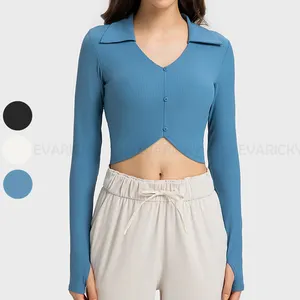 Đường Phố Mặc T-Shirt Các Nhà Sản Xuất Tùy Chỉnh Chạy Tập Thể Dục Yoga Crop Tops Tank Top Dài Tay Áo Của Phụ Nữ Thời Trang T-Shirt Cho Phụ Nữ